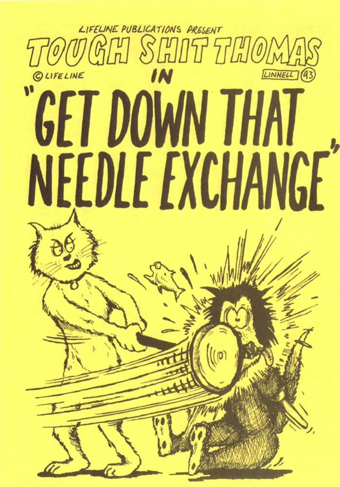 Lifeline (Manchester) leaflet. Cartoon strip: Linnell. 1993. 

