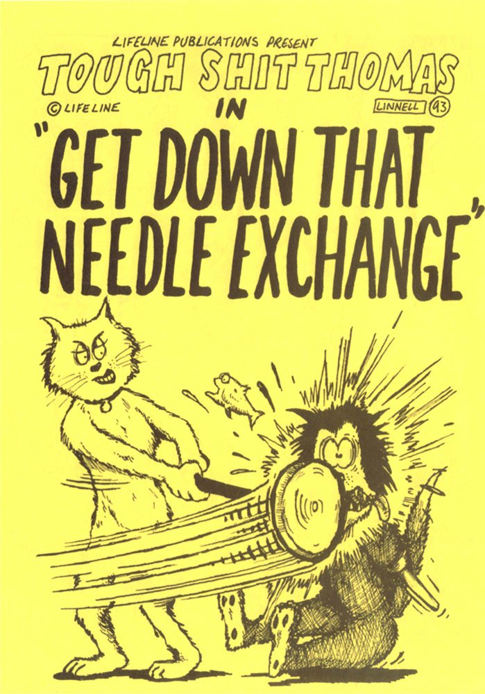 Lifeline (Manchester) leaflet. Cartoon strip: Linnell. 1993. 
