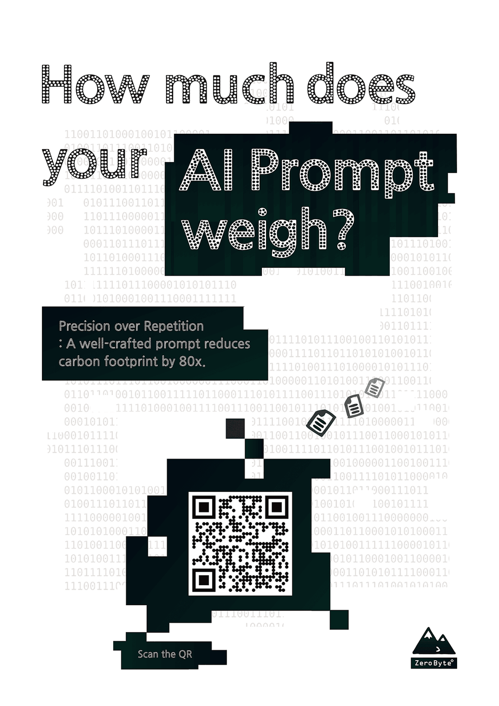 Poster posing the question, How much does your AI prompt weigh?