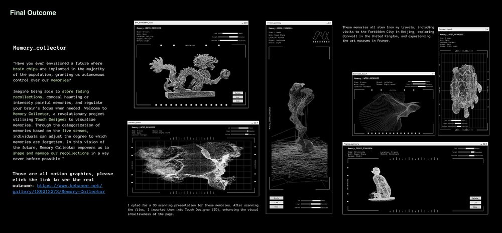 Sample screens from final outcomes.